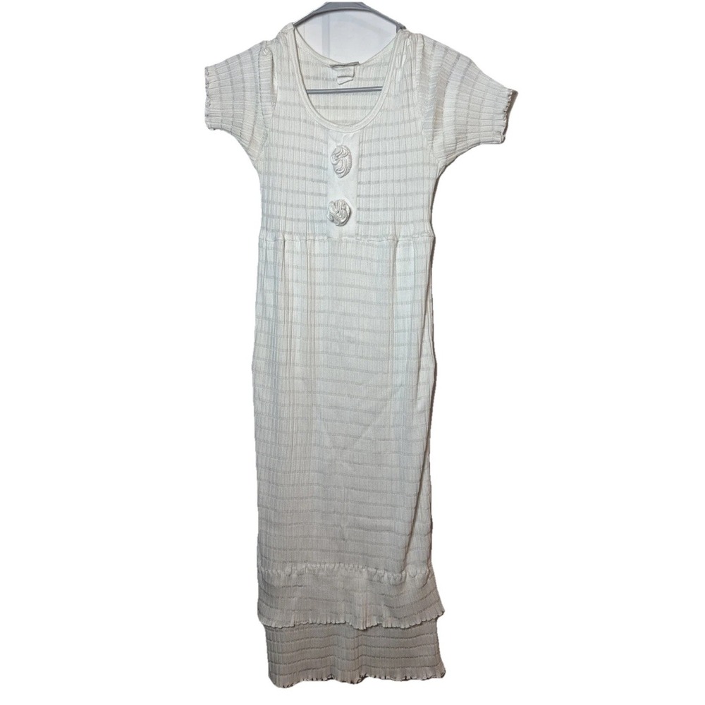 Vintage Mosquito by‎ Resort Wear White Cotton Dress Small Made in USA Ribbed
